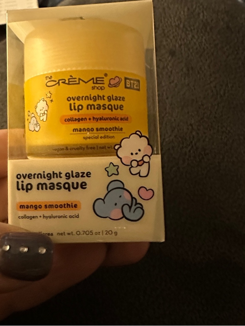 The Crème Shop BT21 Overnight Glaze Lip Masque — Mango Smoothie (Yellow)